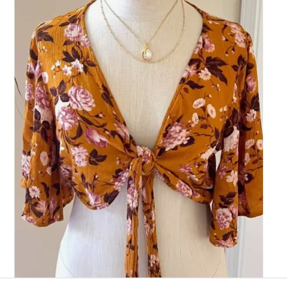 American Eagle  front tie crop top
